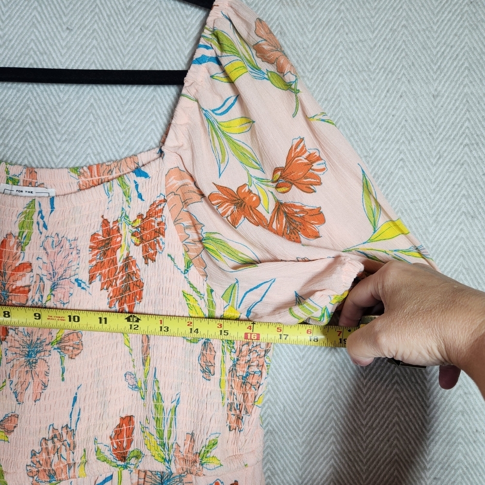 For The Republic Womens L Floral Pink Orange Blue Green Maxi Tiered Dress - Picture 7 of 10